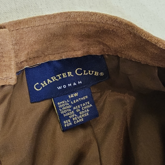 Charter Club Leather Skirt 14W Brown - Picture 4 of 5